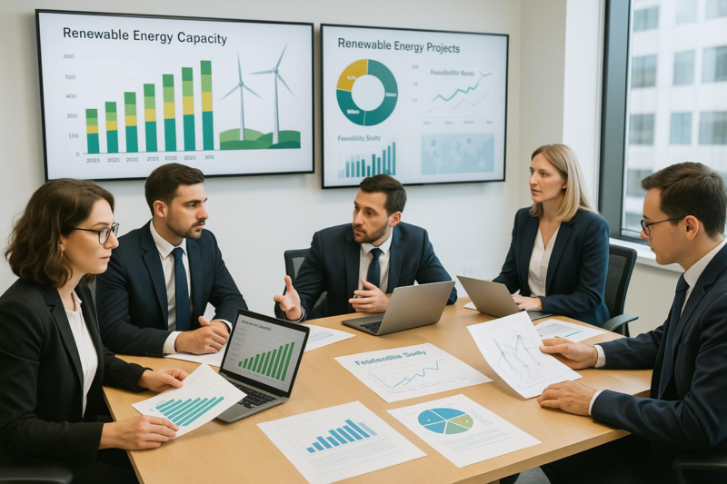 Biomass renewable energy facility with wood pellets and processing equipment